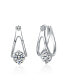 Sterling Silver White Gold Plated with 1.50ctw Lab Created Moissanite Solitaire Double Hoop Earrings