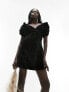 Фото #4 товара Topshop crushed velvet mini tea dress in black