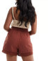 Фото #2 товара New Look broderie hem shorts in brown