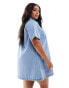 Фото #4 товара ASOS DESIGN Curve denim polo dress in mid blue