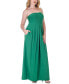 Pleated A Line Strapless Maxi Pocket Dress