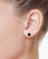 ფოტო #2 პროდუქტის EFFY® Onyx & Diamond (1/8 ct. t.w.) Halo Stud Earrings in 14k Gold