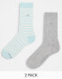 Фото #1 товара CK jeanna 2 pack socks in grey and light blue stripes