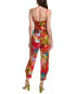 Farm Rio Tropical Jungle Linen Jumpsuit Women's Red L