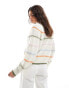 Pieces knitted jumper with multi stripe detail in cream