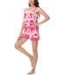 Women's Printed Lace Babydoll Tank with the Shorts 2 Pc. Pajama Set