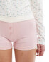 ASOS DESIGN mix & match short with exposed waistband and picot trim in pink