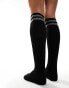 Фото #3 товара My Accessories below the knee stripe socks in black and grey