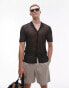 Topman sheer knitted polo in black Черный, L - Chest 42 - фото #1