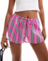 Фото #1 товара Mango striped woven shorts in pink