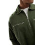 ASOS DESIGN oversized half zip sweatshirt with pockets in dark green Серый, S - Chest 38 - фото #4