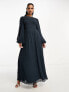 Фото #1 товара ASOS DESIGN cutout embroidery pleated maxi dress in slate blue