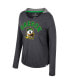 ფოტო #2 პროდუქტის Women's Black Oregon Ducks Distressed Heather Long Sleeve Hoodie T-shirt