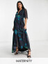 Фото #1 товара Hope & Ivy Maternity wrap maxi dress in blue floral