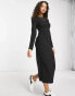 Фото #2 товара New Look soft ribbed crew neck midi dress in black