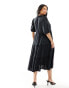 Фото #4 товара Yours tiered button maxi dress in charcoal