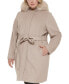 Фото #3 товара Women's Plus Size Faux-Fur-Trim Hooded Coat, Created for Macy's