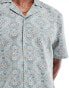 Фото #4 товара Hollister short sleeve revere collar geometric print poplin shirt boxy fit in light blue