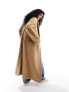 ASOS DESIGN strong shoulder coat in camel boucle