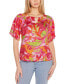 Women's Abstract Floral Cutout Detail Top