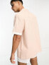 Фото #4 товара ASOS DESIGN relaxed revere shirt in linen mix with panelling in pink