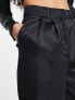 Noisy May Petite satin wide leg trousers in black