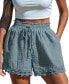 ფოტო #1 პროდუქტის Women's Pink Elastic Waist Wide Leg Shorts