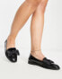 ASOS DESIGN Wide Fit Mentor bow loafer flat shoes in black patent