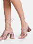 ASOS DESIGN Helene knotted block heeled sandals in pink metallic PINK METALLIC FOIL, 37 - фото #1