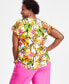 ფოტო #2 პროდუქტის Plus Size Cotton Side-Tie Top, Created for Macy's