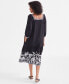 Фото #4 товара Women's Printed Square Neck Midi Dress, Created for Macy's
