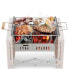 Folding Charcoal BBQ Grill with Dishwasher-safe Grill Grids and Charcoal Box-Beige