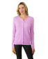 Women's 100% Cashmere Button Front Long Sleeve Crewneck Cardigan Sweater (1575, Azalea, Large )