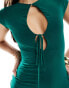 Фото #6 товара ASOS DESIGN slinky keyhole midi dress with tie detail in bottle green