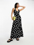 ASOS DESIGN scoop twist back midi dress in black and white spot