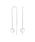 Personalized Initial Alphabet A-Z Simple Lightweight Long Flat Heart Chain Threader Earrings For Women Teen .925 Sterling Silver Stabilizing U Hook