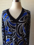 Фото #3 товара Michael Kors Women's V Neck Printed Long Sleeve Sweater Blue Black S