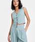 ფოტო #4 პროდუქტის Women's Button-Front Wide-Leg Pants, Created for Macy's