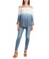 ფოტო #4 პროდუქტის Juniors' Dip-Dyed Off-The-Shoulder Tie-Sleeve Top