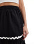 Фото #4 товара Wednesday's Girl rik-rak detail midi skirt in black