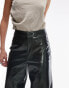 Topshop awkward length vinyl trouser in khaki