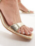Фото #3 товара Glamorous Wide Fit low block heeled sandals in gold