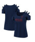 ფოტო #1 პროდუქტის Women's Navy Cleveland Guardians Three Strap Open Shoulder T-shirt
