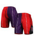 Фото #1 товара Men's Purple, Red Toronto Raptors Hardwood Classics 1998 Split Swingman Shorts