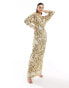 Фото #4 товара ASOS DESIGN embellished ergonomic batwing maxi dress in gold