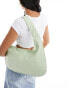 Glamorous woven shoulder tote bag in pale green