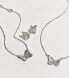 Decent Silver Butterflies Necklace with Crystals JFS00619040