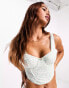 Фото #1 товара ASOS DESIGN Edie cotton rib ditsy floral underwire corset in white