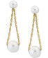 ფოტო #3 პროდუქტის EFFY® Freshwater Pearl (4 & 6mm) Rope Dangle Drop Earrings in 14k Gold