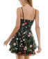 Juniors' Sweetheart-Neck Fit & Flare Floral-Embroidered Dress black floral multi, 0 - фото #2